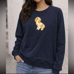 Talbots Navy Sweater with Adorable Dog Motif